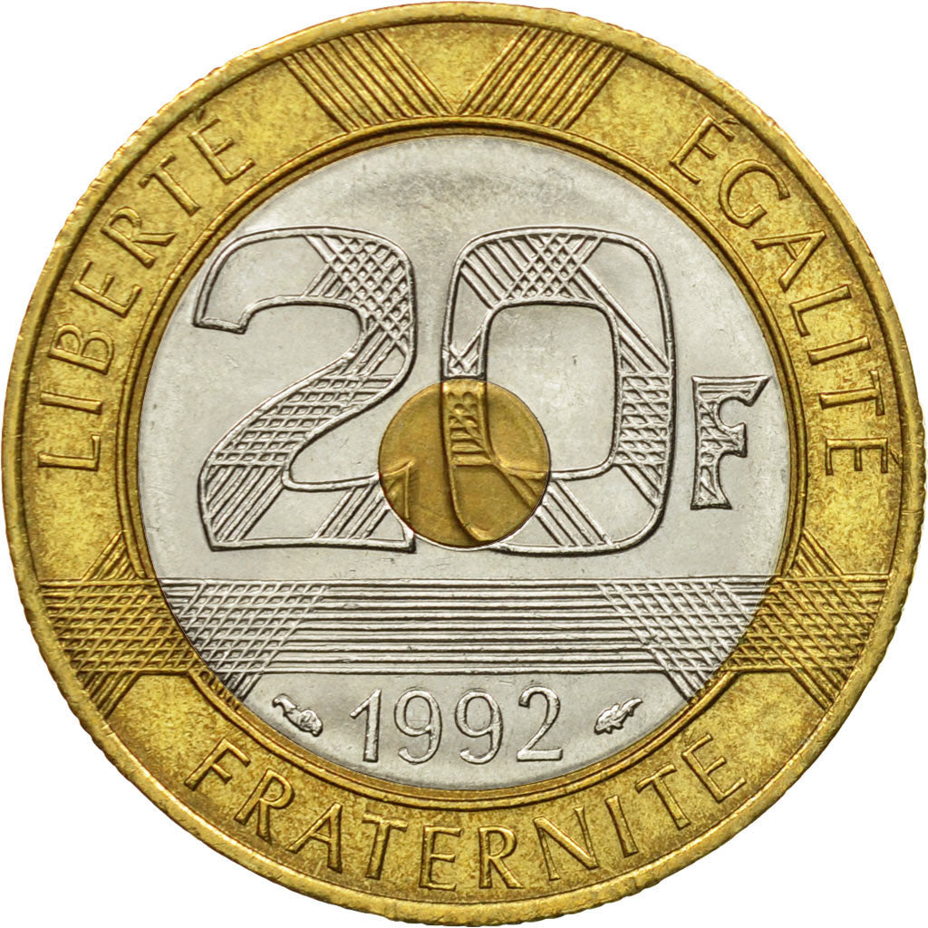 Coin, France, Mont Saint Michel, 20 Francs, 1992, Paris, VF(30-35)