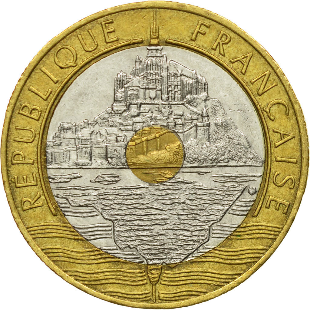 Monnaie, France, Mont Saint Michel, 20 Francs, 1993, Paris, TB+, Tri-Metallic