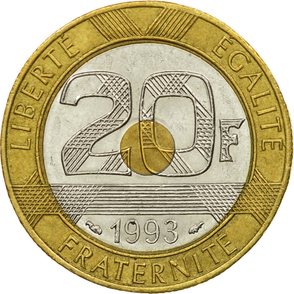 Monnaie, France, Mont Saint Michel, 20 Francs, 1993, Paris, TB+, Tri-Metallic