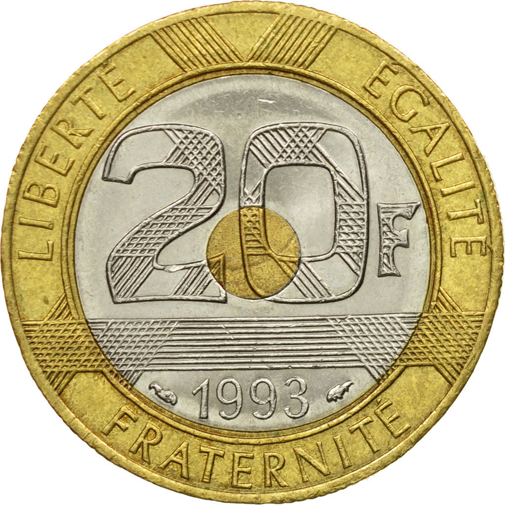 Monnaie, France, Mont Saint Michel, 20 Francs, 1993, Paris, TTB, Tri-Metallic