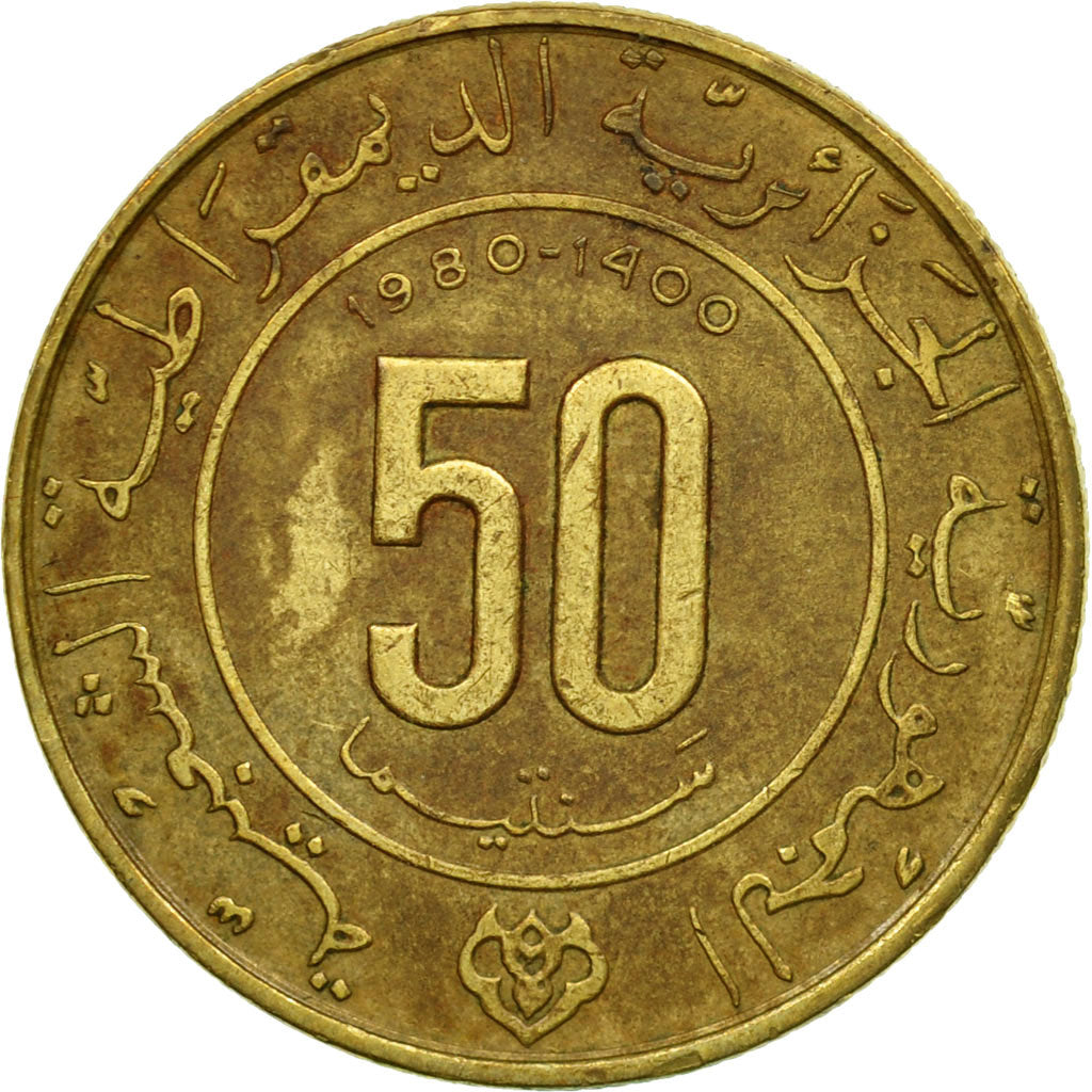 Coin, Algeria, 50 Centimes, 1980, Paris, F(12-15), Aluminum-Bronze, KM:111