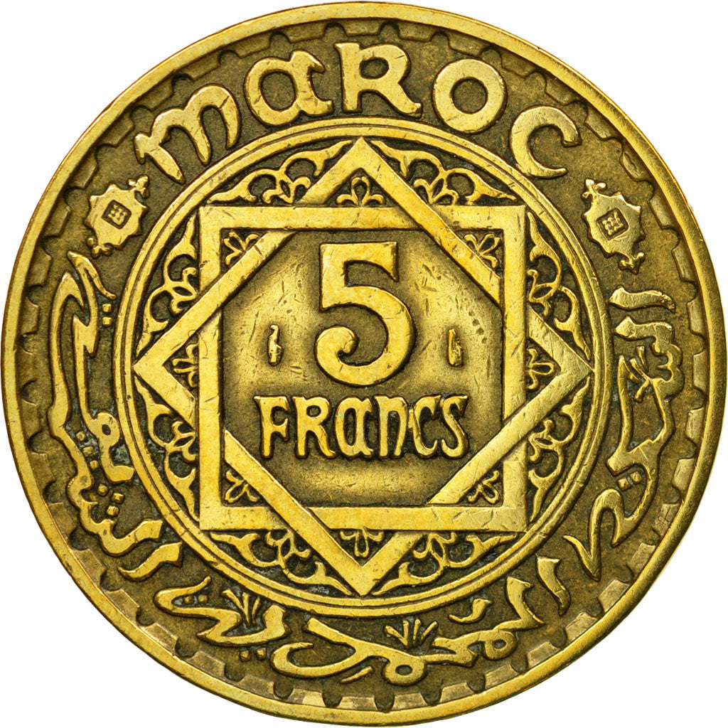 Coin, Morocco, Mohammed V, 5 Francs, 1365, Paris, EF(40-45), Aluminum-Bronze
