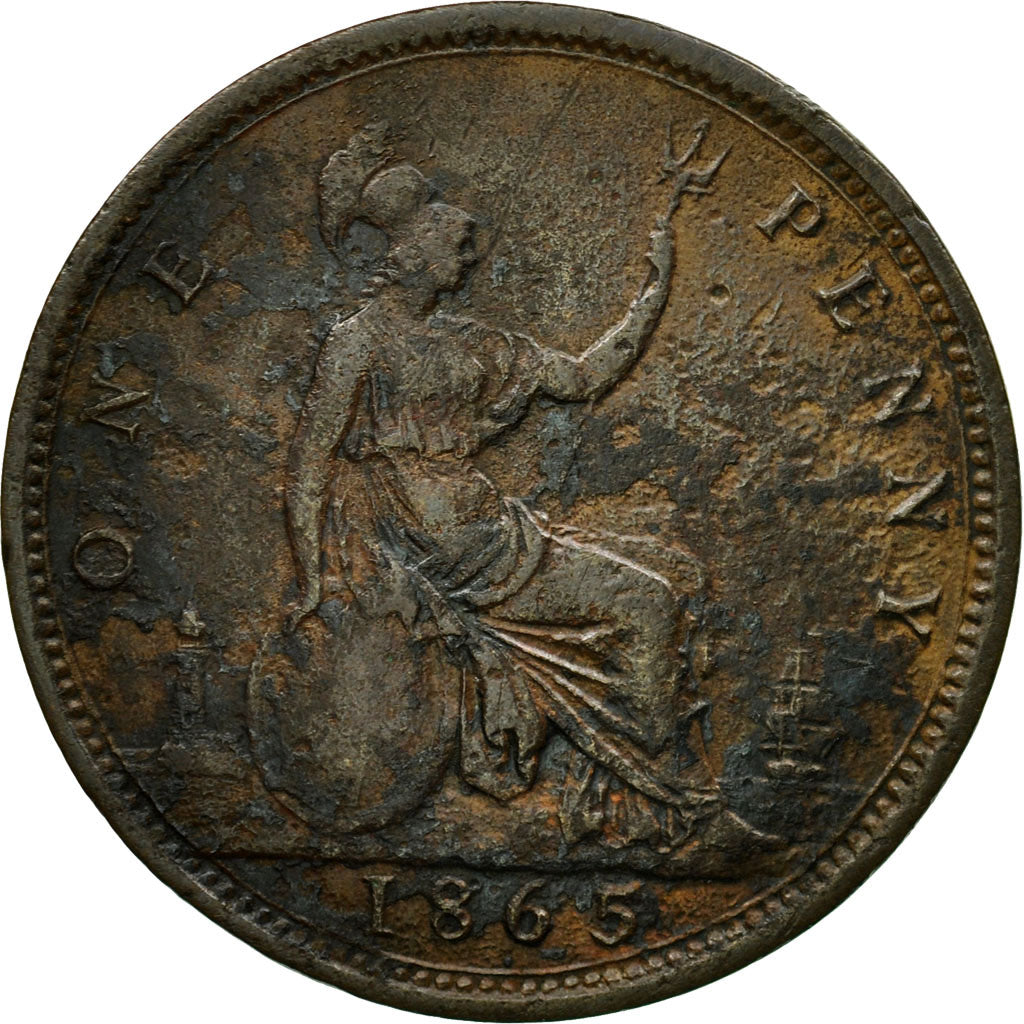 Monnaie, Grande-Bretagne, Victoria, Penny, 1865, TB, Bronze, KM:749.2