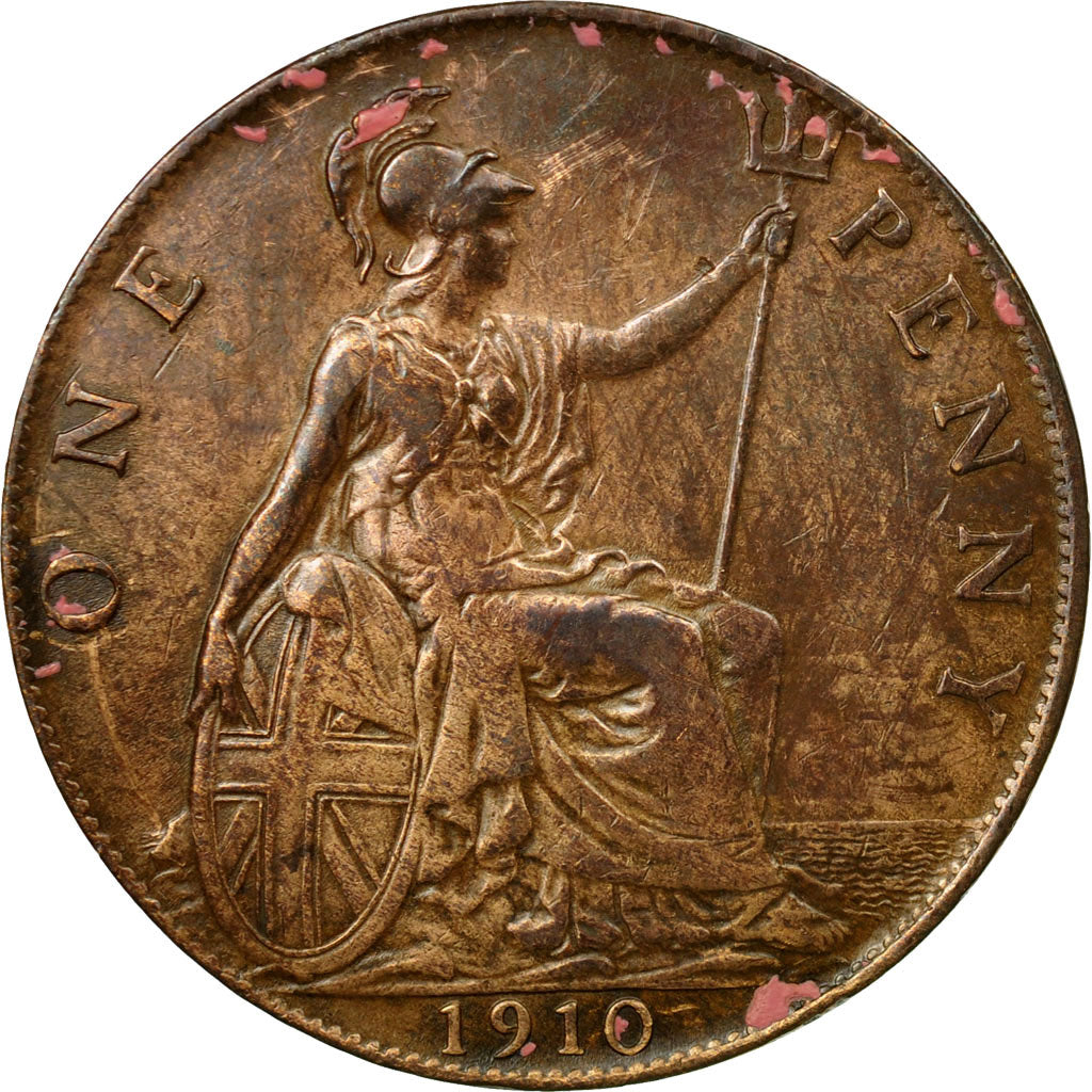 Monnaie, Grande-Bretagne, Edward VII, Penny, 1910, B+, Bronze, KM:794.2
