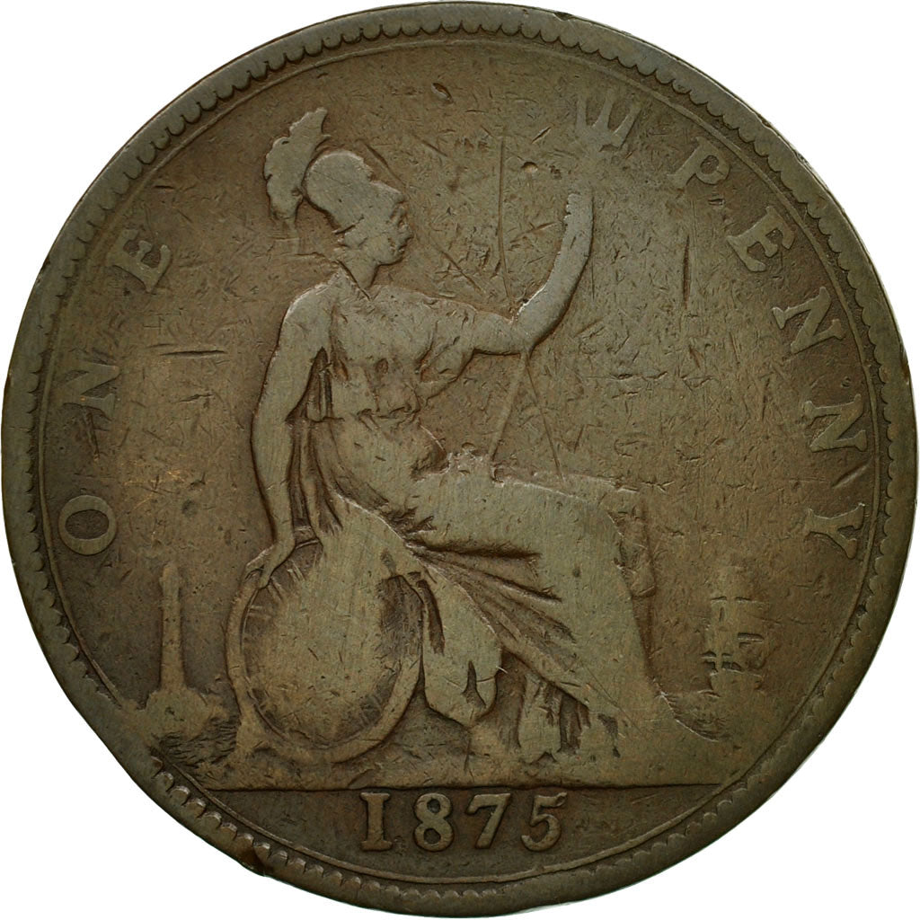 Coin, Great Britain, Victoria, Penny, 1875, VF(30-35), Bronze, KM:755