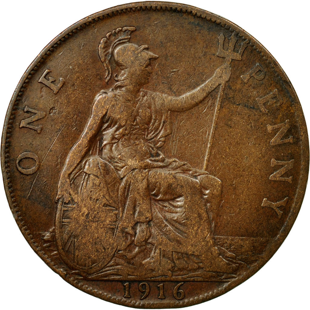 Coin, Great Britain, George V, Penny, 1916, VF(30-35), Bronze, KM:810