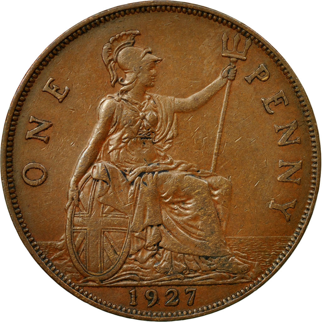 Coin, Great Britain, George V, Penny, 1927, EF(40-45), Bronze, KM:826