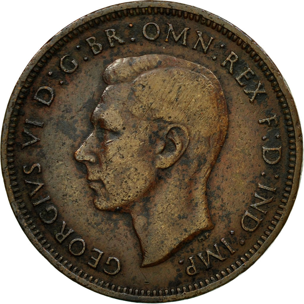Moneta, Gran Bretagna, George VI, 1/2 Penny, 1939, BB, Bronzo, KM:844
