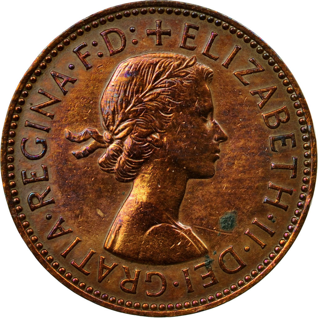 Coin, Great Britain, Elizabeth II, 1/2 Penny, 1955, EF(40-45), Bronze, KM:896