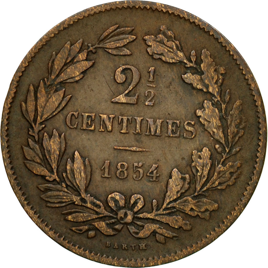 Coin, Luxembourg, William III, 2-1/2 Centimes, 1854, Utrecht, EF(40-45), Bronze