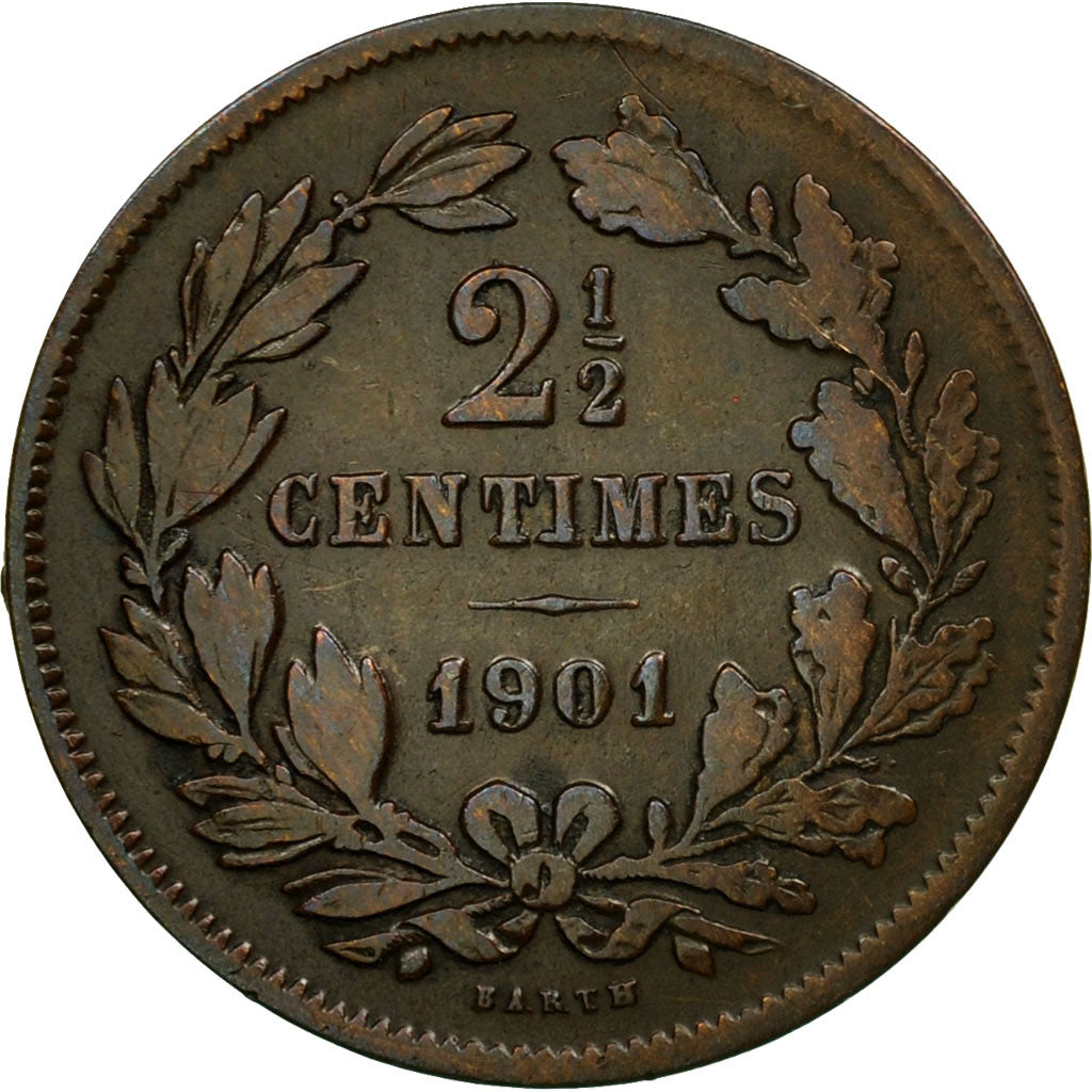 Coin, Luxembourg, William III, 2-1/2 Centimes, 1901, Utrecht, EF(40-45), Bronze