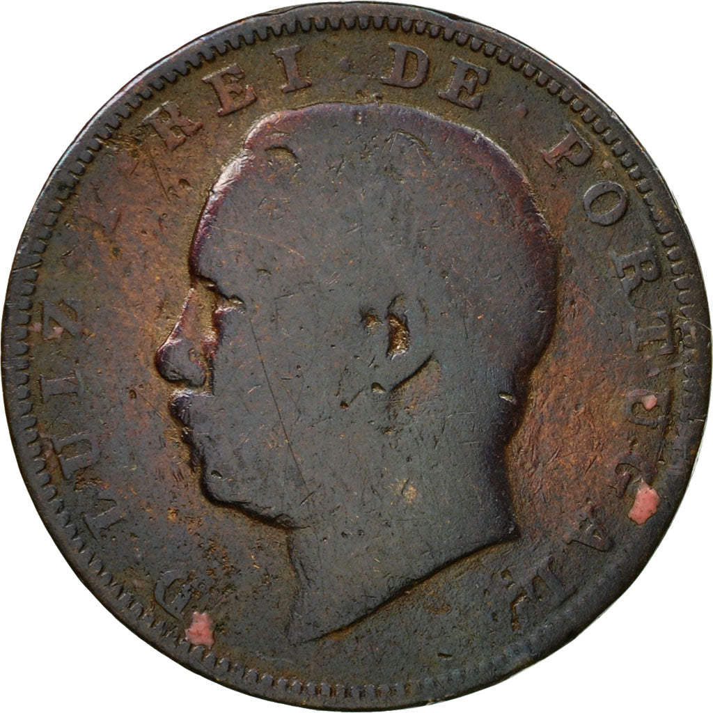 Coin, Portugal, Luiz I, 10 Reis, 1883, F(12-15), Bronze, KM:526