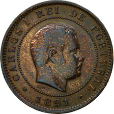 Moneta, Portogallo, Carlos I, 10 Reis, 1891, Portugal Mint, BB, Bronzo, KM:532