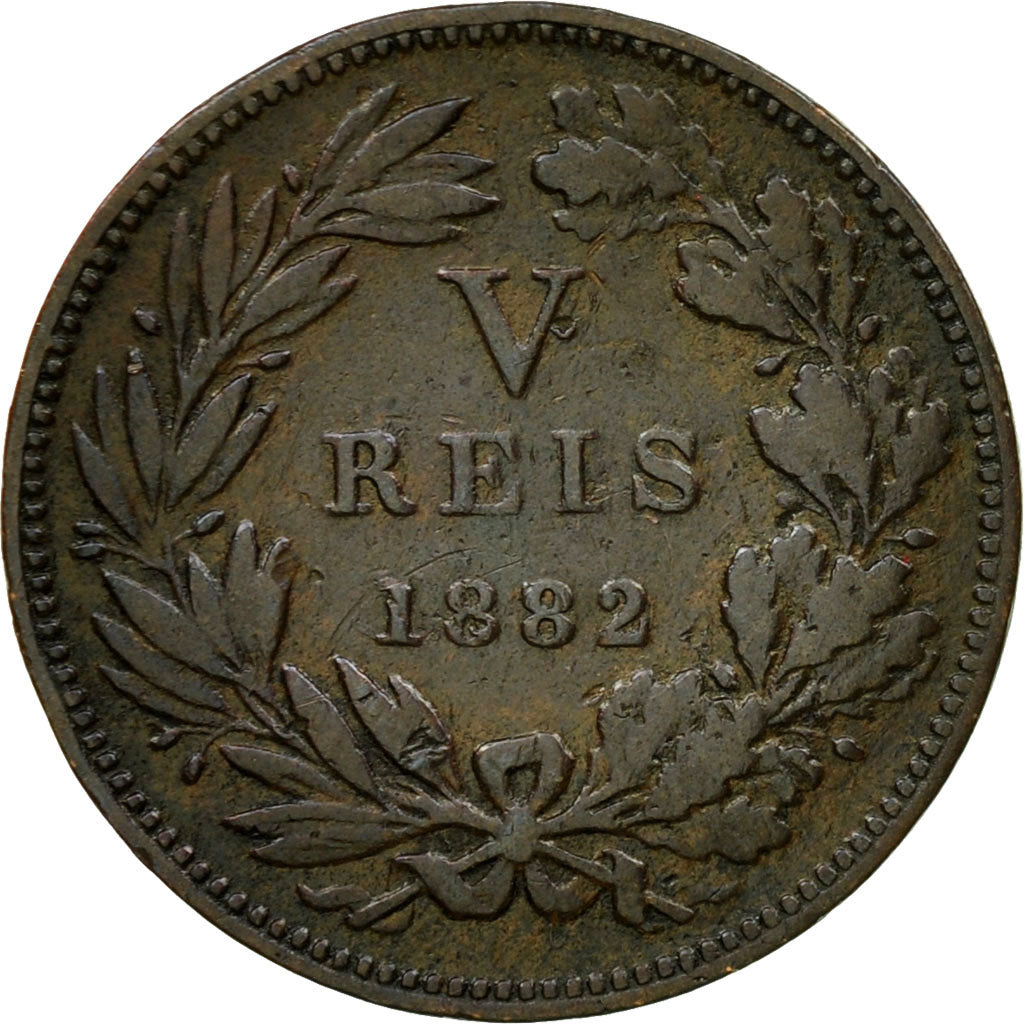Coin, Portugal, Luiz I, 5 Reis, 1882, EF(40-45), Bronze, KM:525