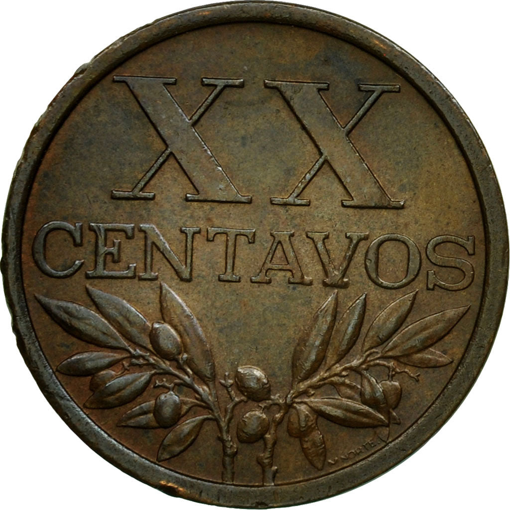 Coin, Portugal, 20 Centavos, 1968, EF(40-45), Bronze, KM:584