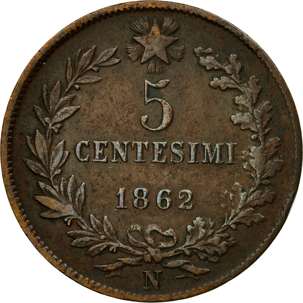 Moneta, Włochy, Vittorio Emanuele II, 5 Centesimi, 1862, Naples, EF(40-45)
