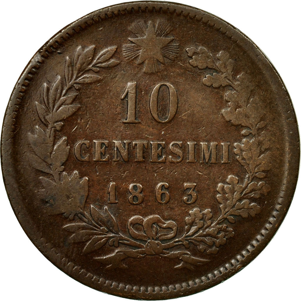 Moneta, Włochy, Vittorio Emanuele II, 10 Centesimi, 1863, Milan, EF(40-45)