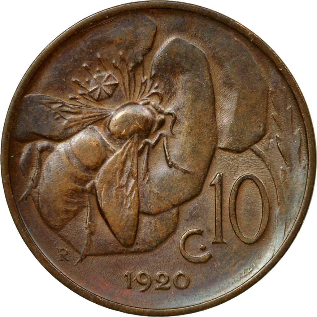 Coin, Italy, Vittorio Emanuele III, 10 Centesimi, 1920, Rome, EF(40-45), Bronze