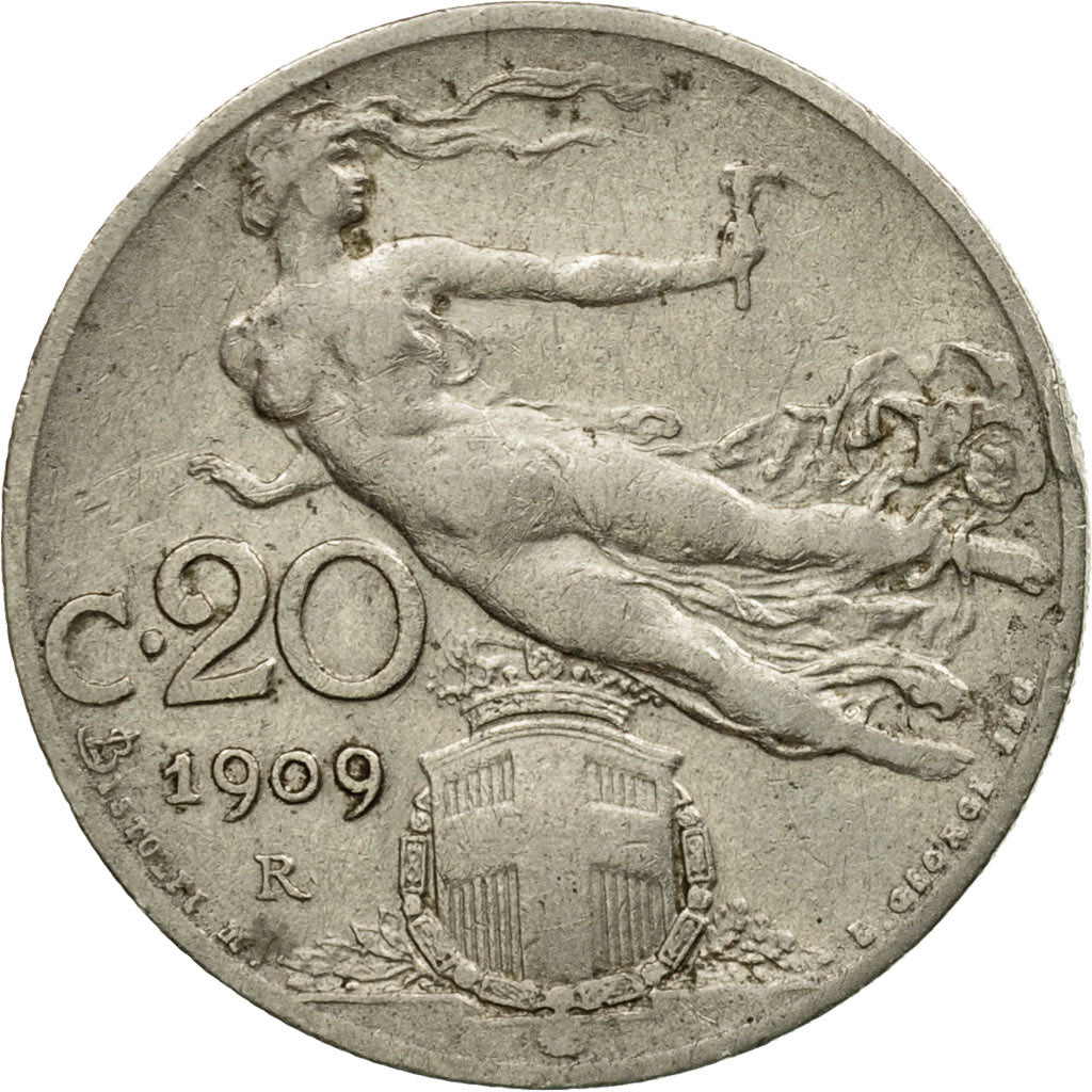 Monnaie, Italie, Vittorio Emanuele III, 20 Centesimi, 1909, Rome, TB, Nickel