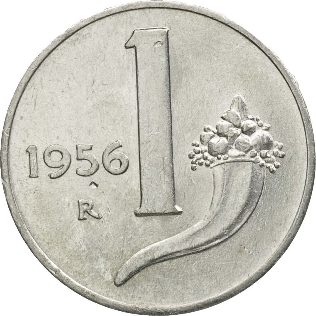 Coin, Italy, Lira, 1956, Rome, EF(40-45), Aluminum, KM:91