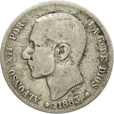 Coin, Spain, Alfonso XII, Peseta, 1883, Madrid, F(12-15), Silver, KM:686