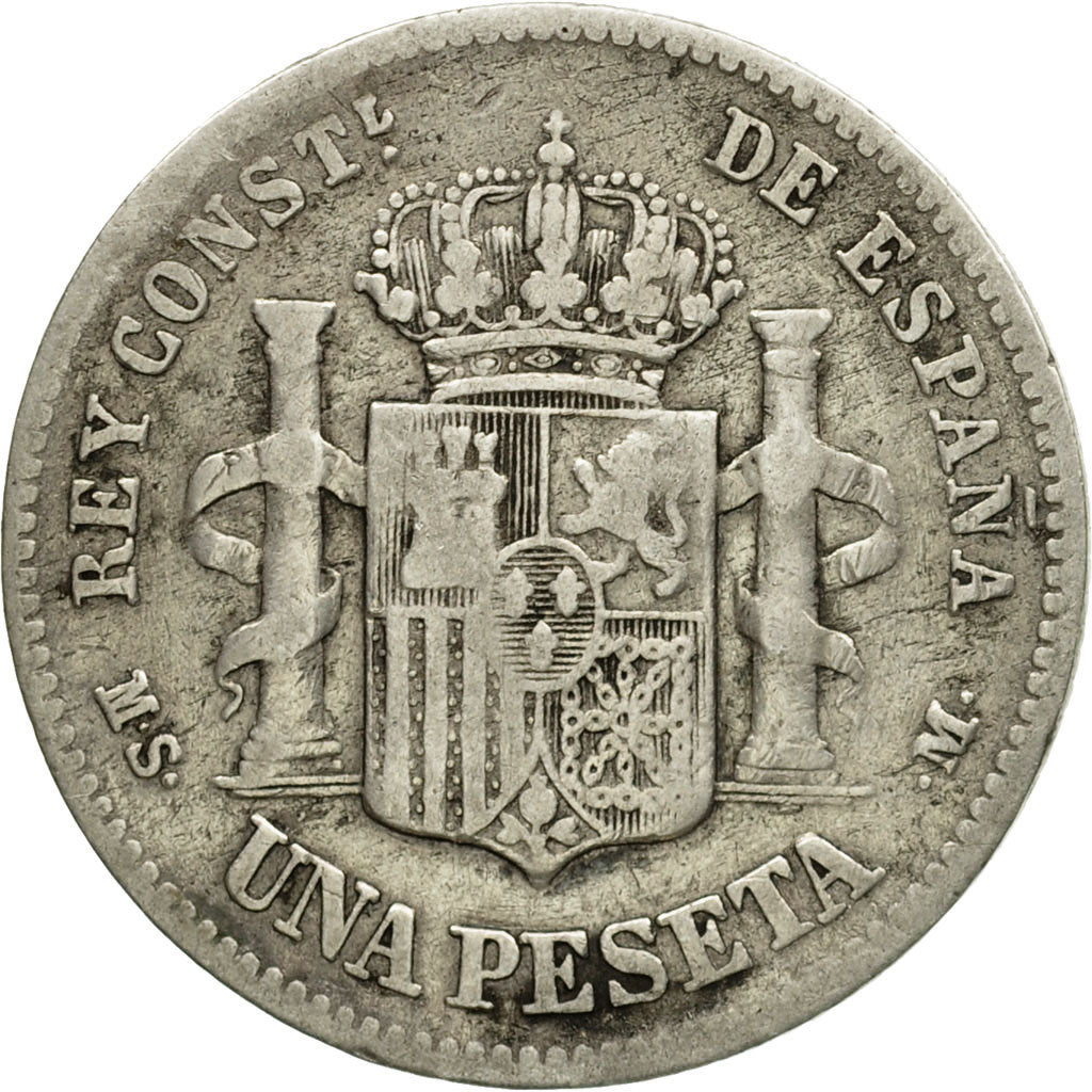 Coin, Spain, Alfonso XII, Peseta, 1883, Madrid, F(12-15), Silver, KM:686