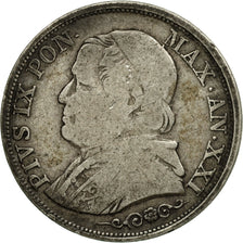 Moneda, Estados italianos, PAPAL STATES, Pius IX, Lira, 1866, Milan, BC+, Plata