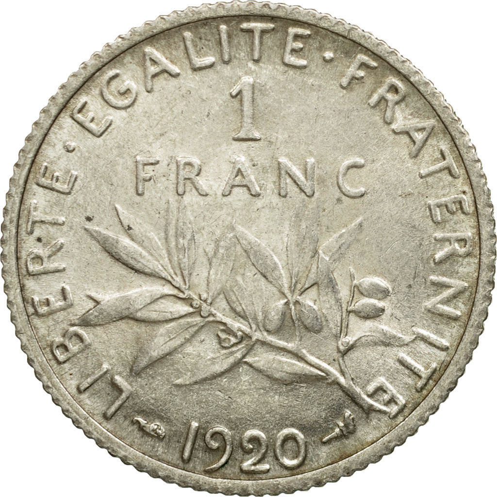 Moneta, Francia, Semeuse, Franc, 1920, Paris, BB+, Argento, KM:844.1, Le