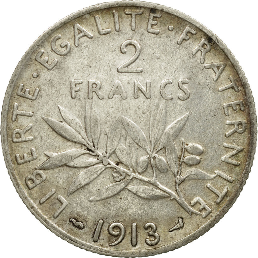 Coin, France, Semeuse, 2 Francs, 1913, Paris, VF(20-25), Silver, KM:845.1, Le