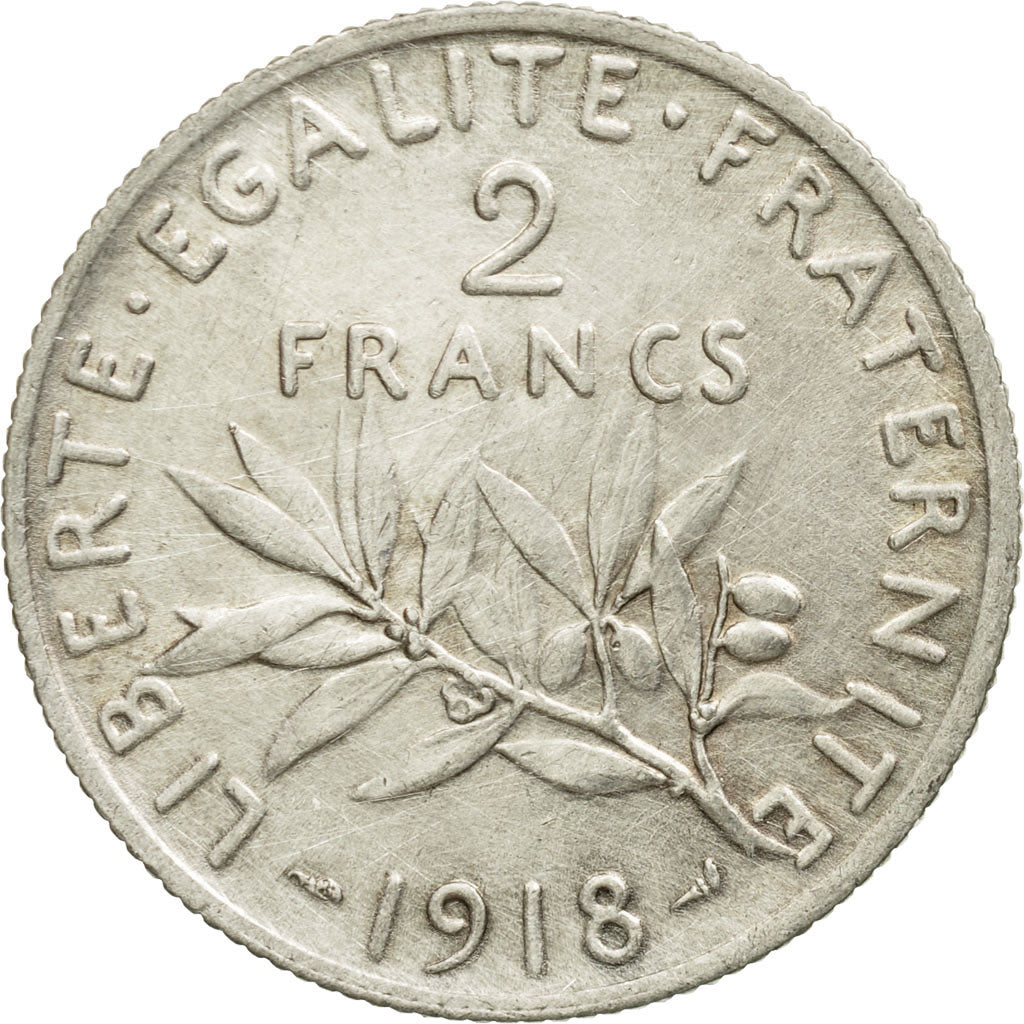 Coin, France, Semeuse, 2 Francs, 1918, Paris, AU(50-53), Silver, KM:845.1, Le