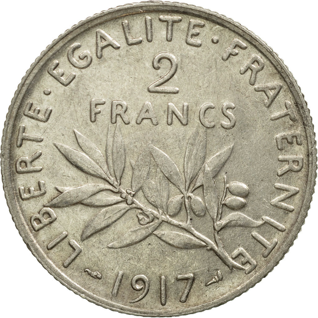 Monnaie, France, Semeuse, 2 Francs, 1917, Paris, TTB+, Argent, KM:845.1, Le