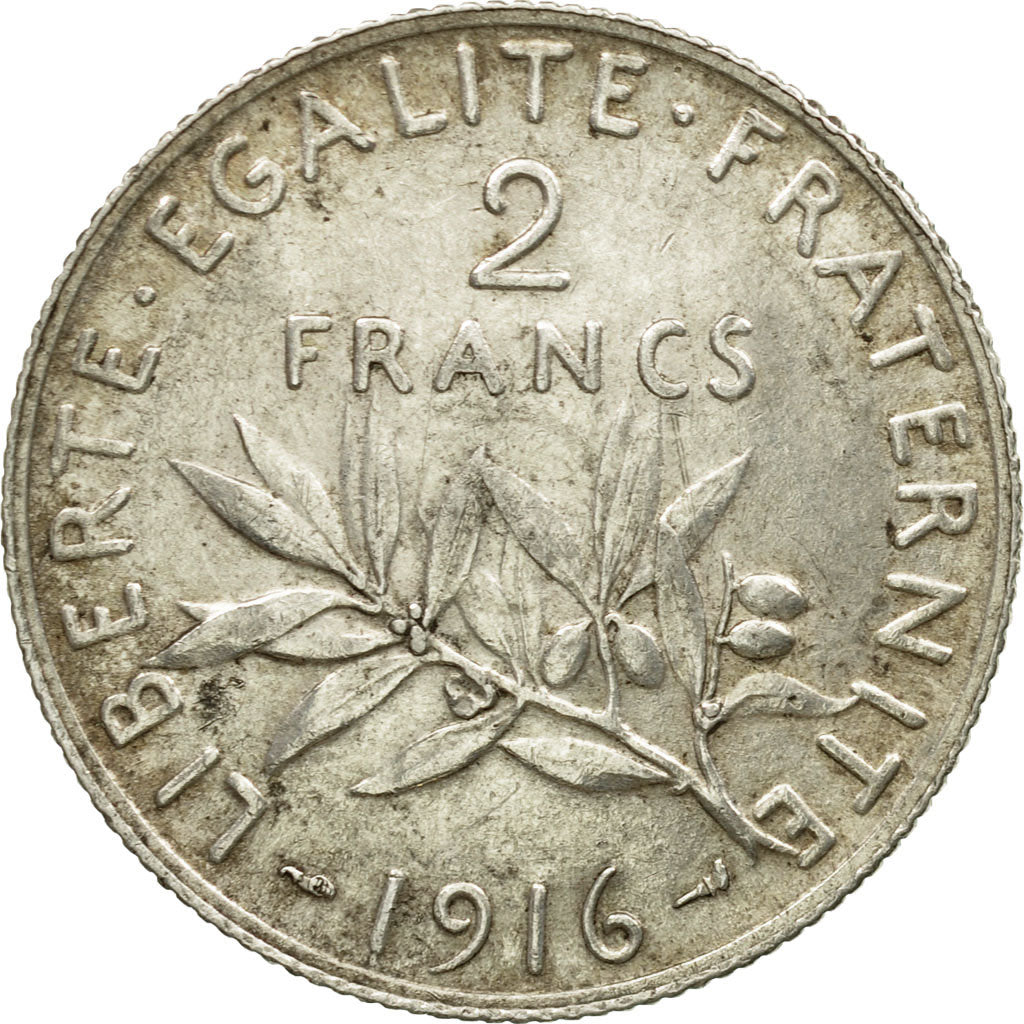 Monnaie, France, Semeuse, 2 Francs, 1916, Paris, TTB, Argent, KM:845.1, Le