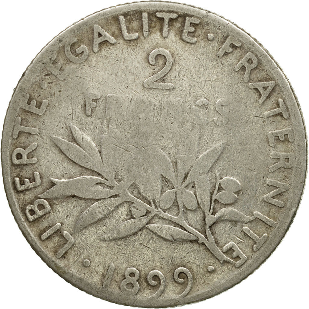 Coin, France, Semeuse, 2 Francs, 1899, Paris, VG(8-10), Silver, KM:845.1, Le