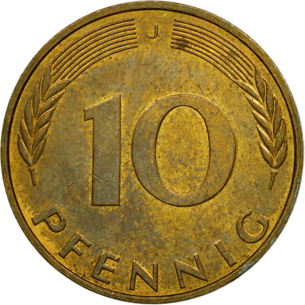 Moneta, Niemcy - RFN, 10 Pfennig, 1971, Hambourg, EF(40-45), Mosiądz powlekany