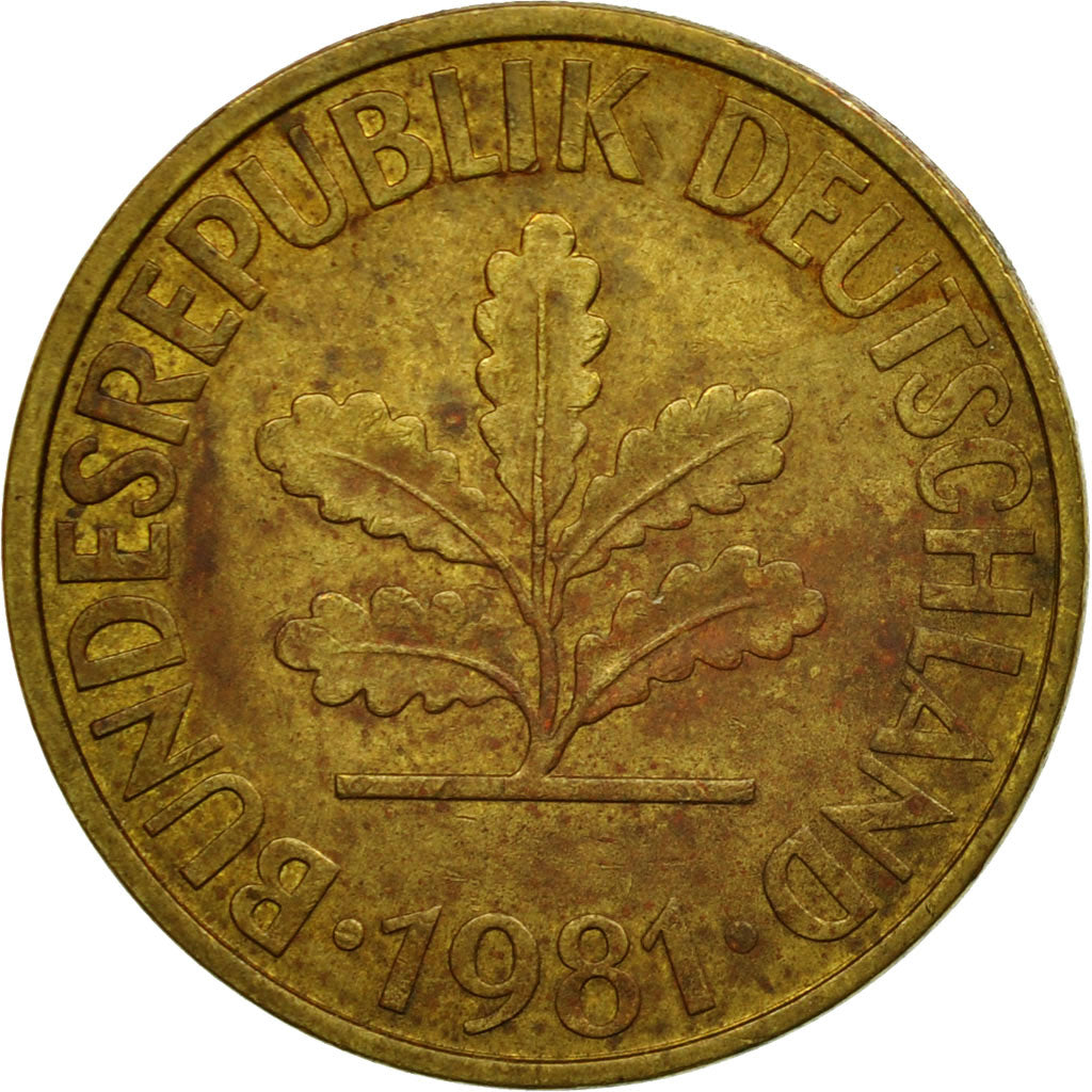 Münze, Bundesrepublik Deutschland, 10 Pfennig, 1981, Munich, S, Brass Clad