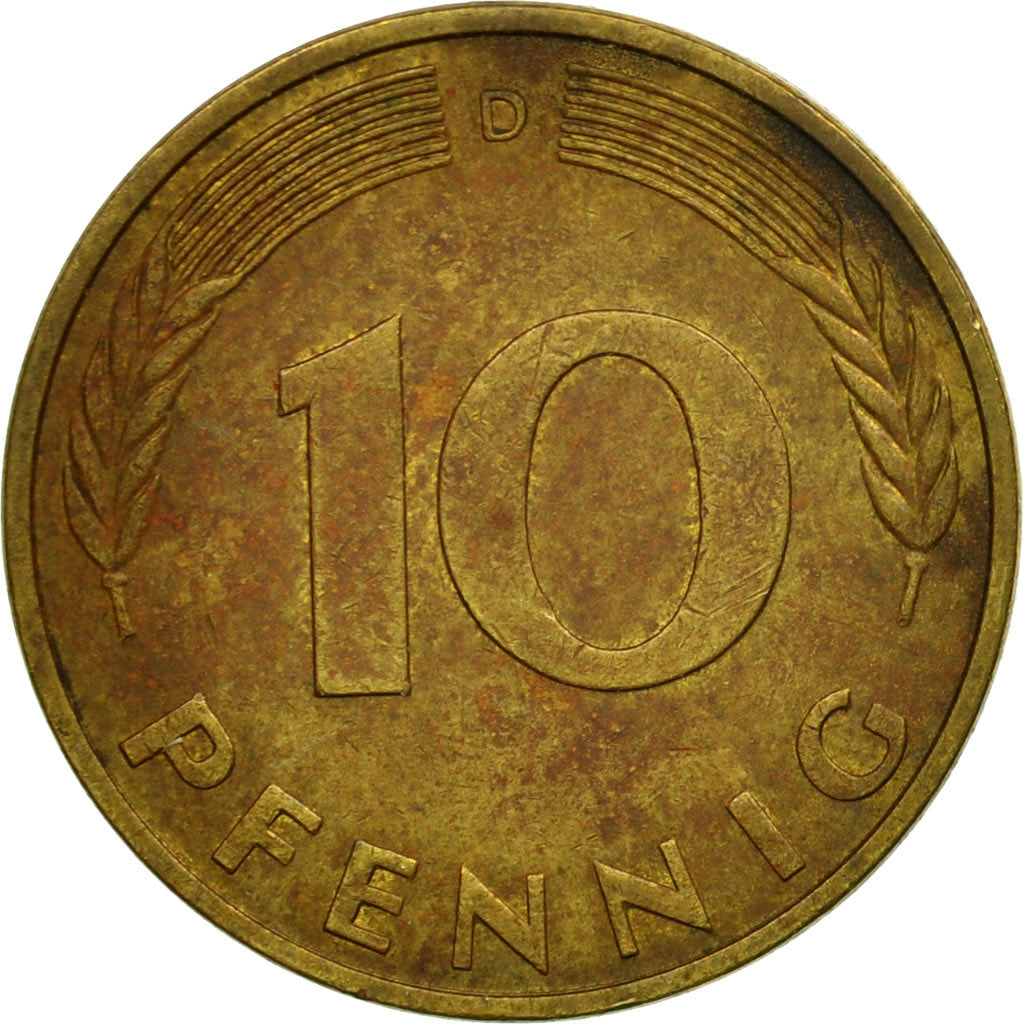 Münze, Bundesrepublik Deutschland, 10 Pfennig, 1981, Munich, S, Brass Clad