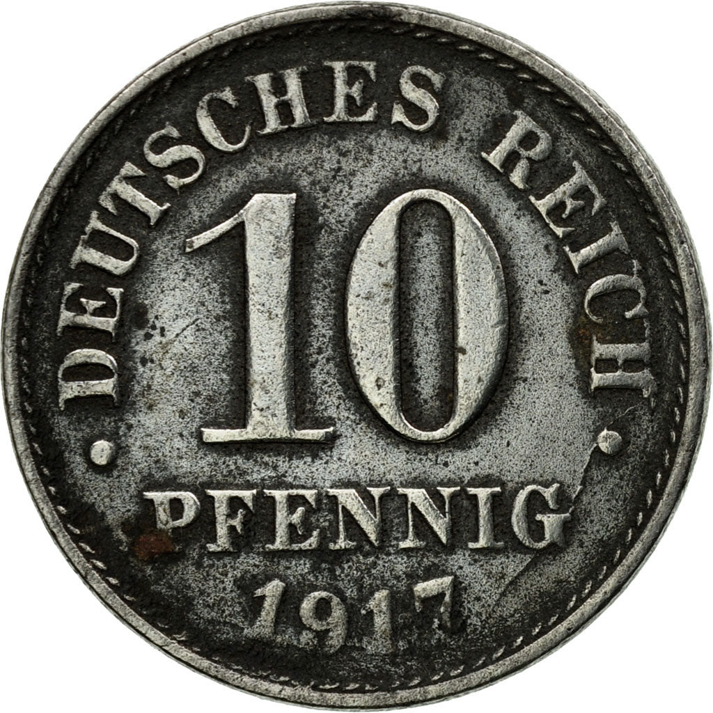 Coin, GERMANY - EMPIRE, 10 Pfennig, 1917, Berlin, EF(40-45), Iron, KM:20