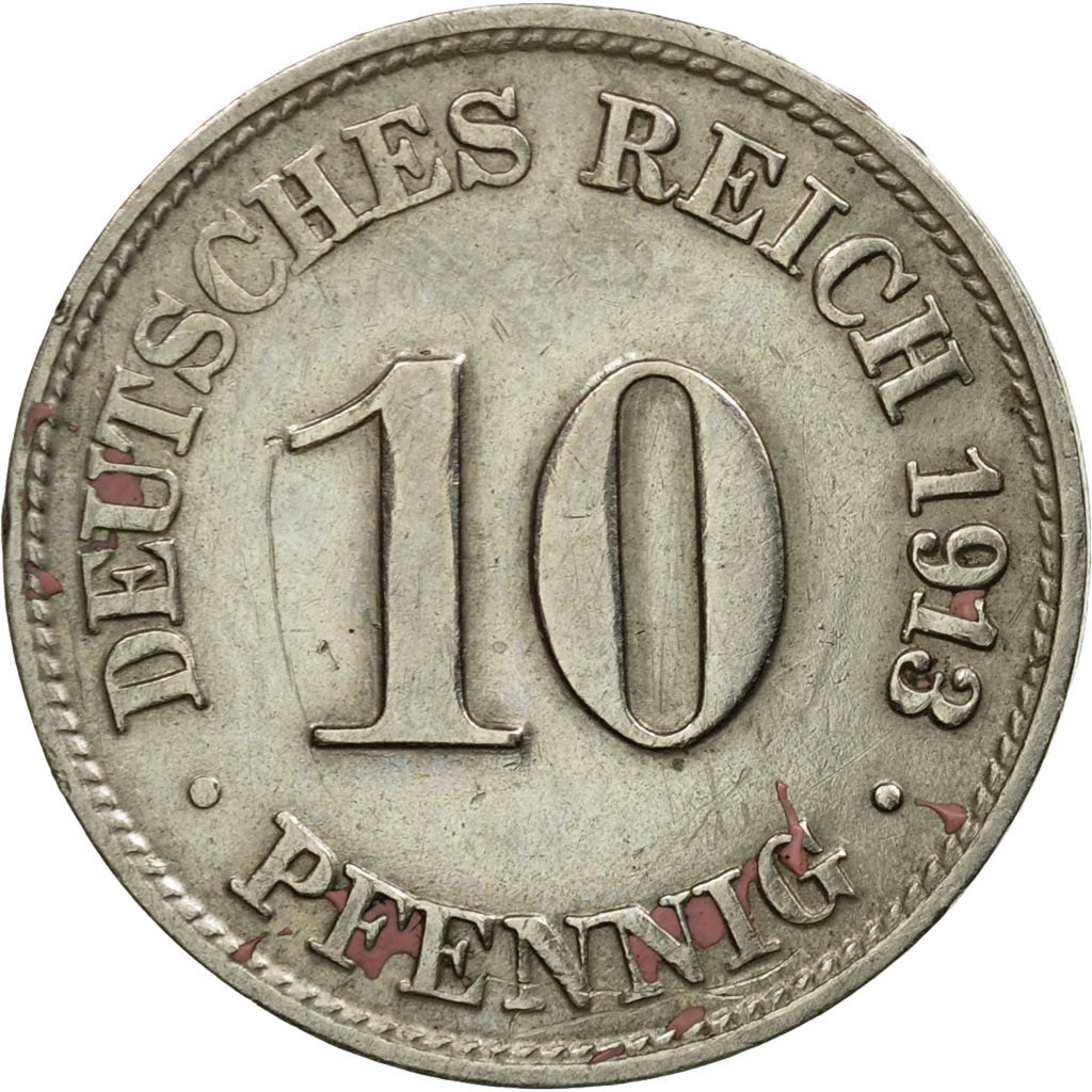 Coin, GERMANY - EMPIRE, Wilhelm II, 10 Pfennig, 1913, Munich, EF(40-45)