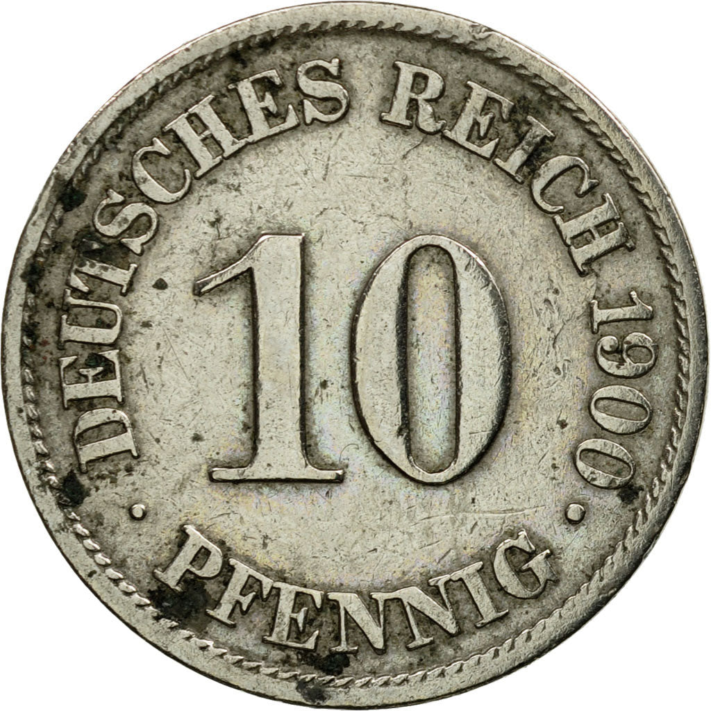 Coin, GERMANY - EMPIRE, Wilhelm II, 10 Pfennig, 1900, Berlin, VF(20-25)