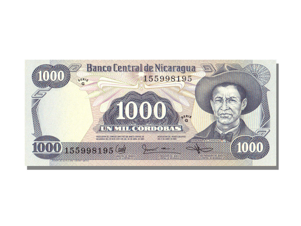 Nicaragua, 1000 Cordobas Type Général A.C. Sandino