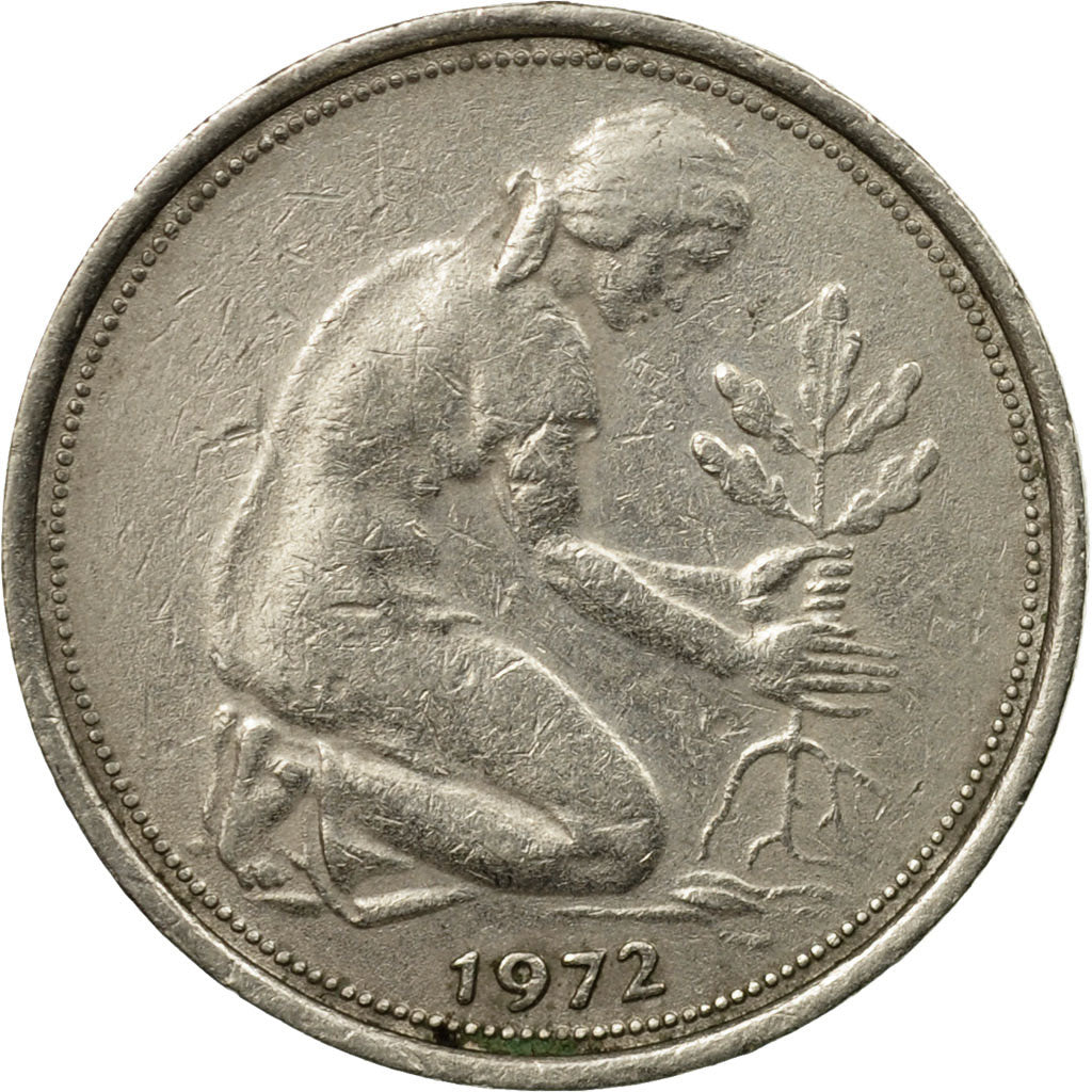 Monnaie, République fédérale allemande, 50 Pfennig, 1972, Stuttgart, TB+