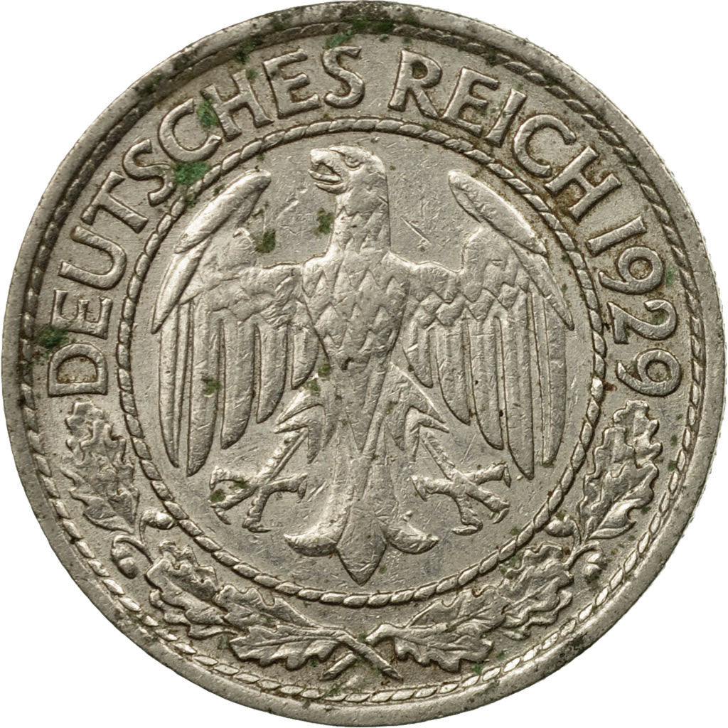 Coin, GERMANY, WEIMAR REPUBLIC, 50 Reichspfennig, 1929, Berlin, VF(20-25)