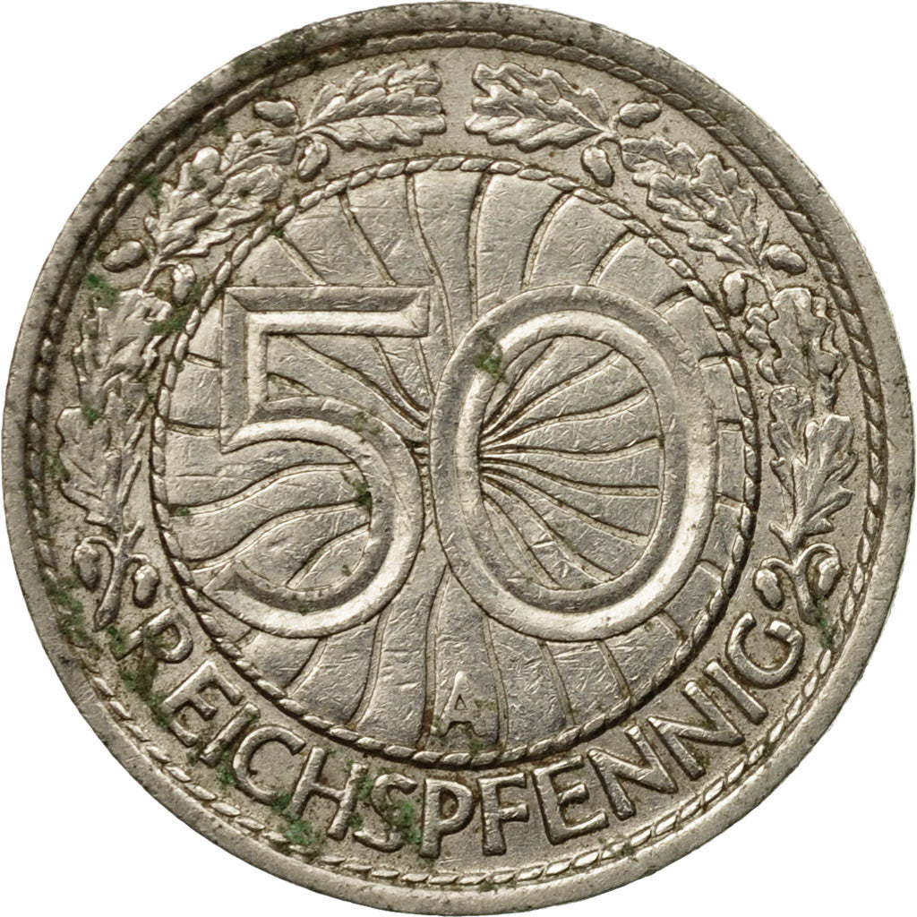 Coin, GERMANY, WEIMAR REPUBLIC, 50 Reichspfennig, 1929, Berlin, VF(20-25)