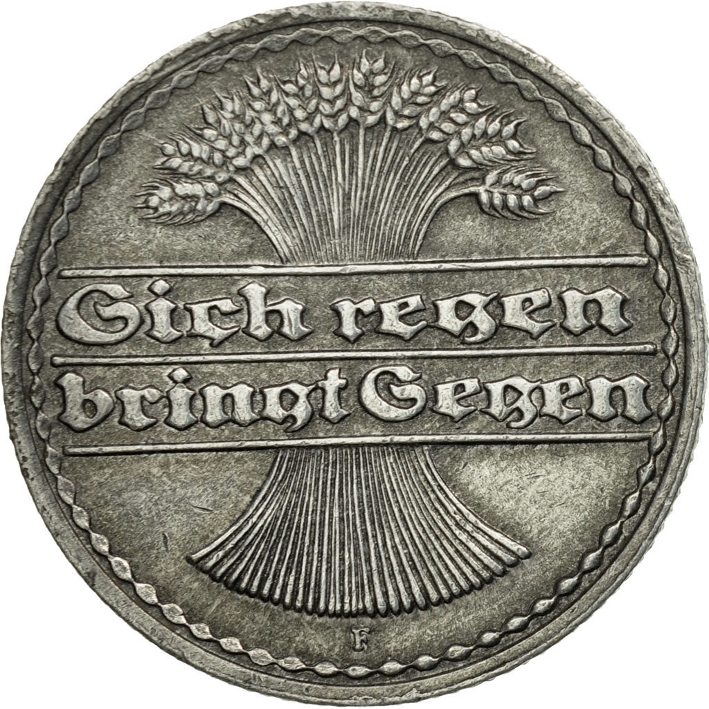 Coin, GERMANY, WEIMAR REPUBLIC, 50 Pfennig, 1922, Stuttgart, AU(50-53)