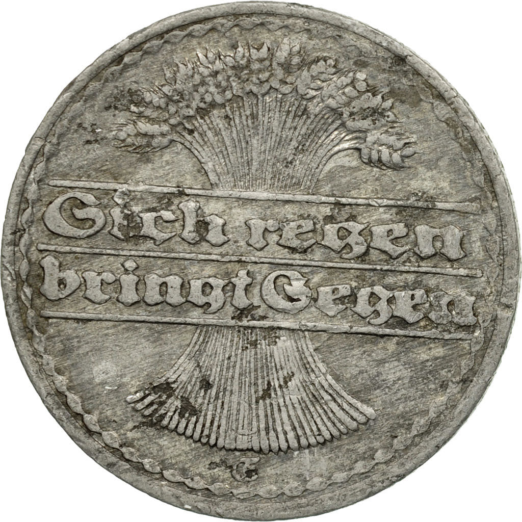 Coin, GERMANY, WEIMAR REPUBLIC, 50 Pfennig, 1922, Stuttgart, VF(20-25)