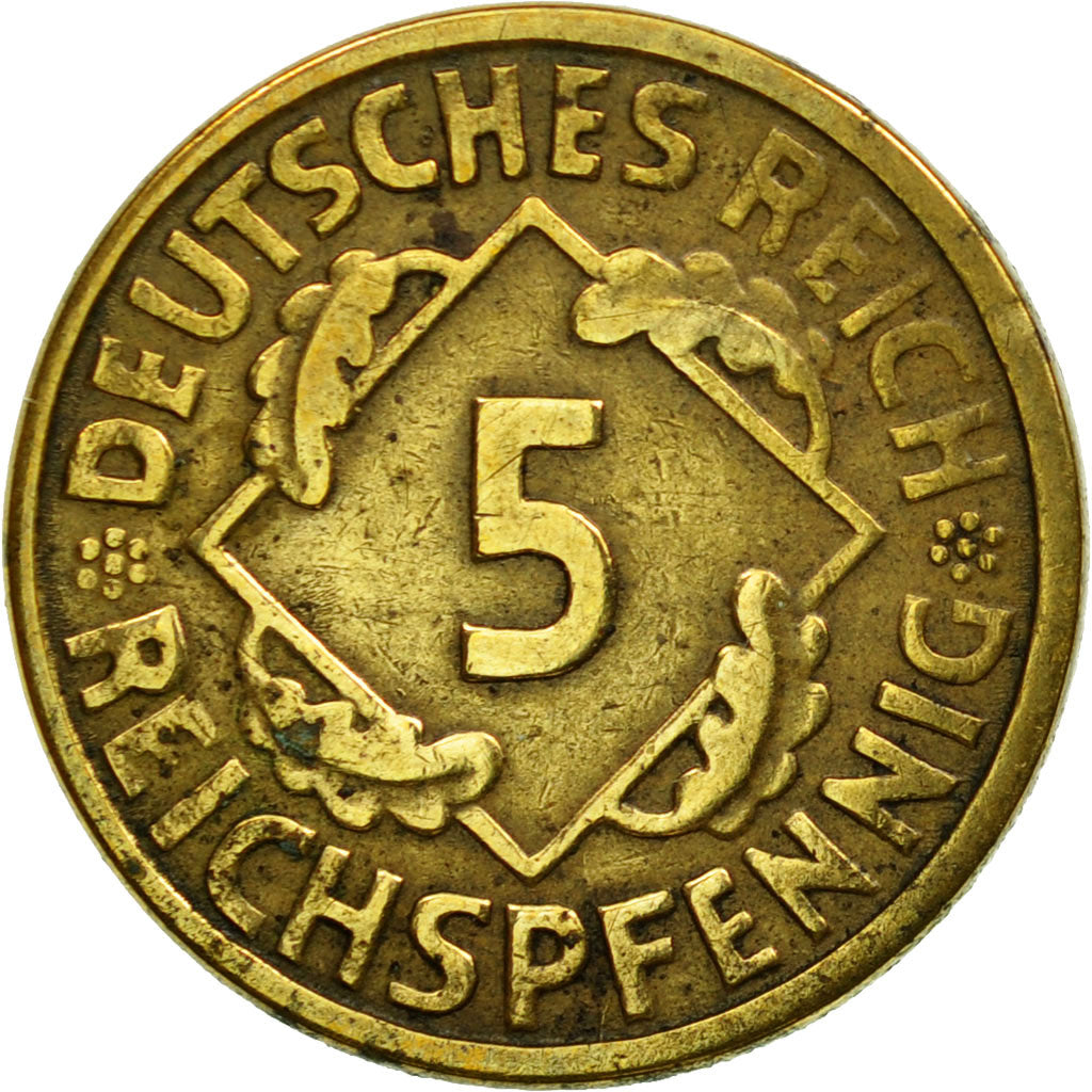 Moneda, ALEMANIA - REPÚBLICA DE WEIMAR, 5 Reichspfennig, 1925, Berlin, MBC