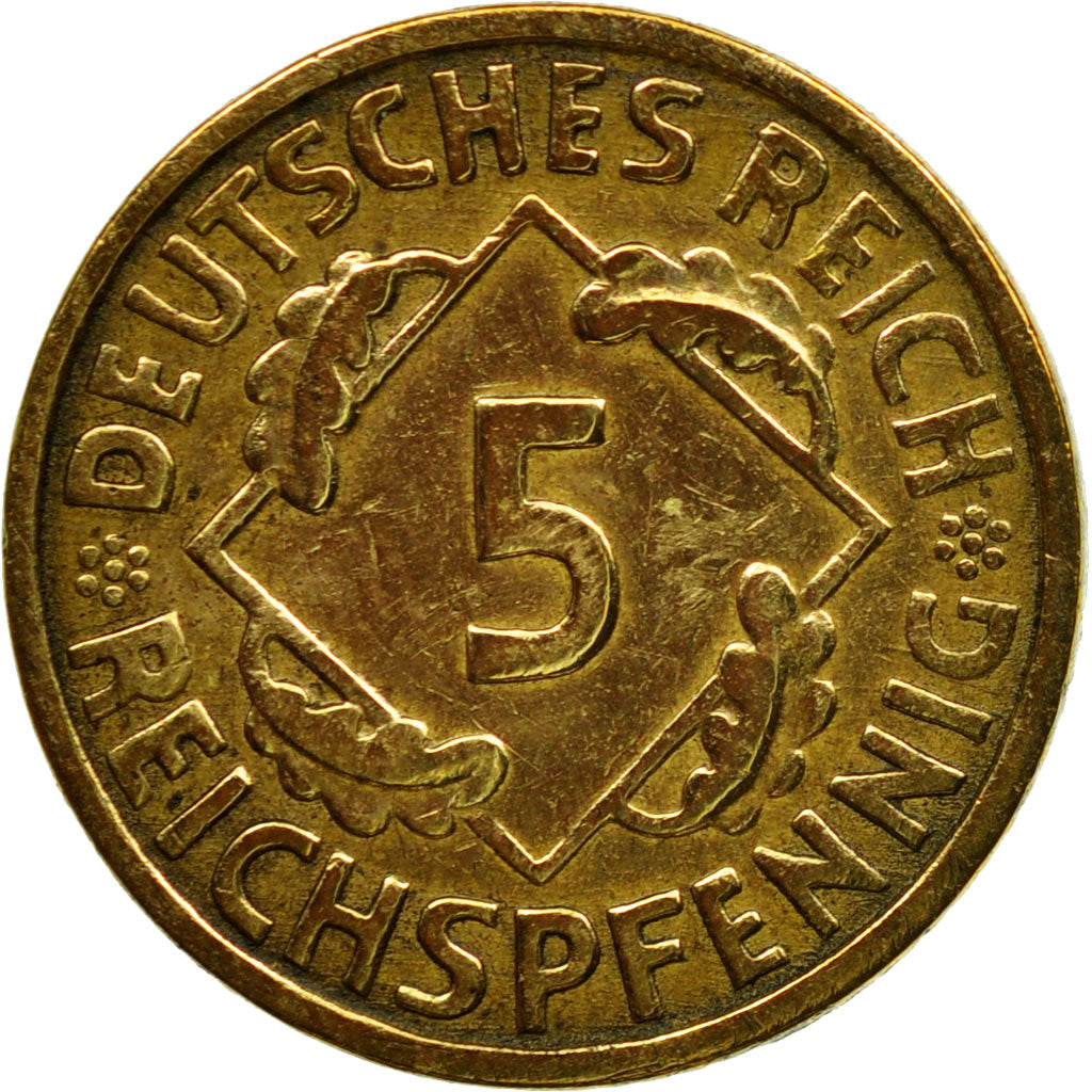 Coin, GERMANY, WEIMAR REPUBLIC, 5 Reichspfennig, 1925, Muldenhütten, EF(40-45)