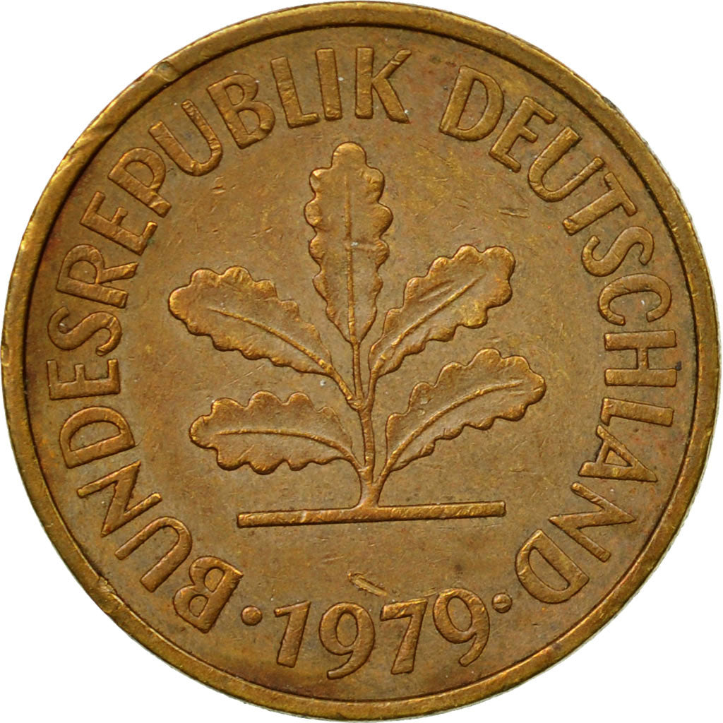 Coin, GERMANY - FEDERAL REPUBLIC, 5 Pfennig, 1979, Hambourg, VF(30-35), Brass