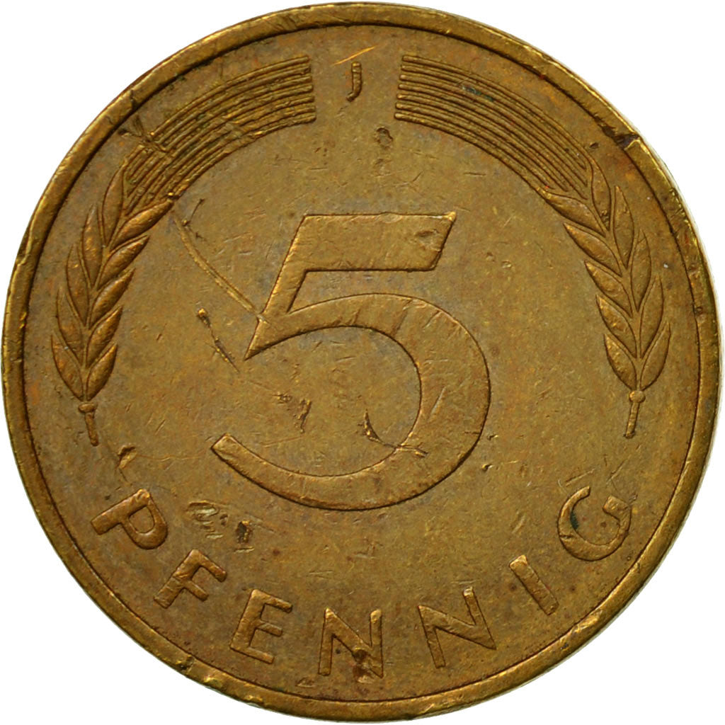Coin, GERMANY - FEDERAL REPUBLIC, 5 Pfennig, 1979, Hambourg, VF(30-35), Brass