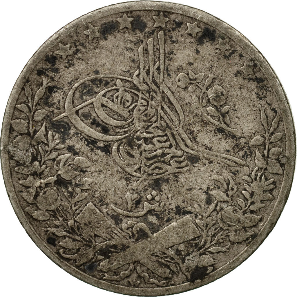 Coin, Egypt, Abdul Hamid II, 2 Qirsh, 1891, Misr, VF(30-35), Silver, KM:293